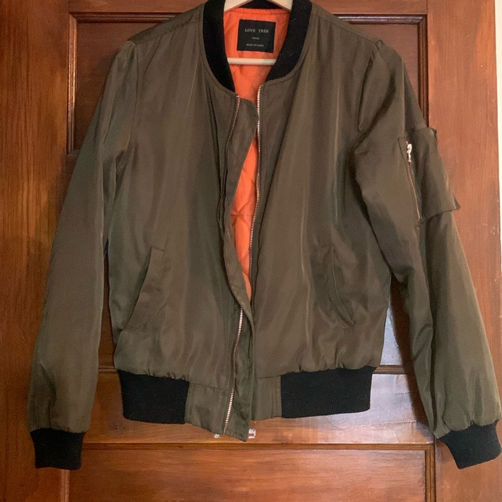 Bomber Jacket with orange quilted lining